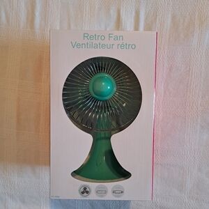 Retro desk or bed table fan, teal new